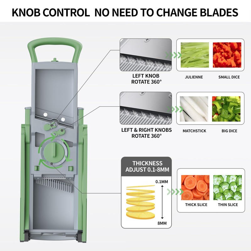 QYKIC Upgrade Safe Mandoline Slicer for Kitchen, Chopper Vegetable Cutter,