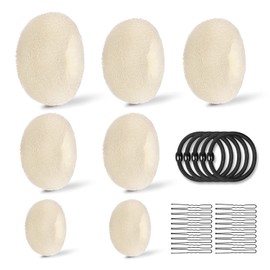 Doughnut Hair Bun Set, 7 Pieces Doughnut Hair Bun (4 Sizes), with 10 Elastic Hair Bands, 20 U-Shape Hair Clip, Hair Bun Aid Set, Hair Bun Shaper (Golden)