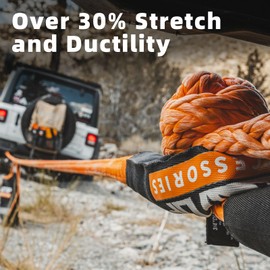 ALL-TOP ALL-TOP Kinetic Recovery Rope, 48000Lbs, 1in x 30ft, Heavy Duty 30+% Elasticity, 16000Lbs Work Load Limit for 4x4 Offroad Vehicle