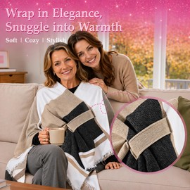 Bearhug Luxury Gift Box for Women - Elegant Wrap Poncho Shawl & Versatile Tote Bag Set - 12Pcs Premium Birthday Gifts for Mom, Thinking of You, Anniversary, Get Well Soon Unique Gift Basket