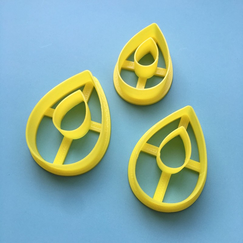 Set of 3 Tear Drop Donut Polymer Clay Cutters