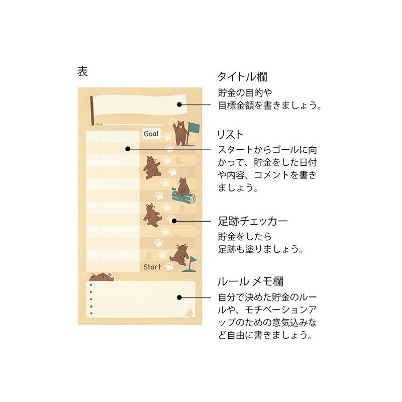 Midori 25600006 Money Envelope Wrist Bear Pattern