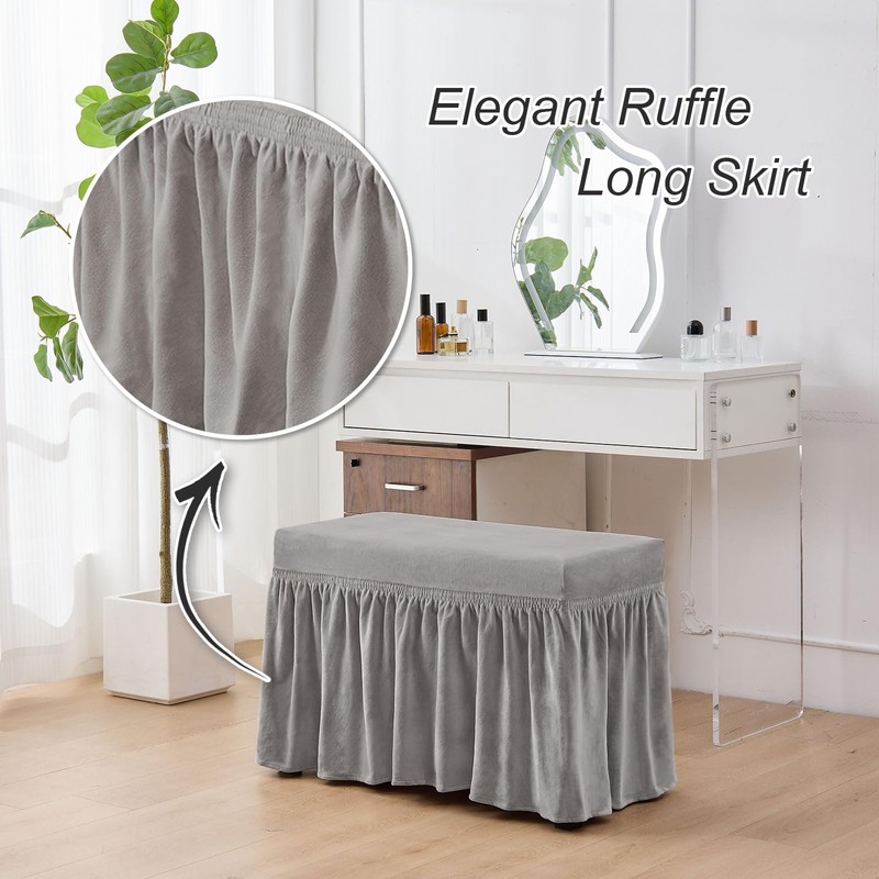 NICEEC Spandex Stretch Piano Bench Cover with Skirt Removable Ottoman
