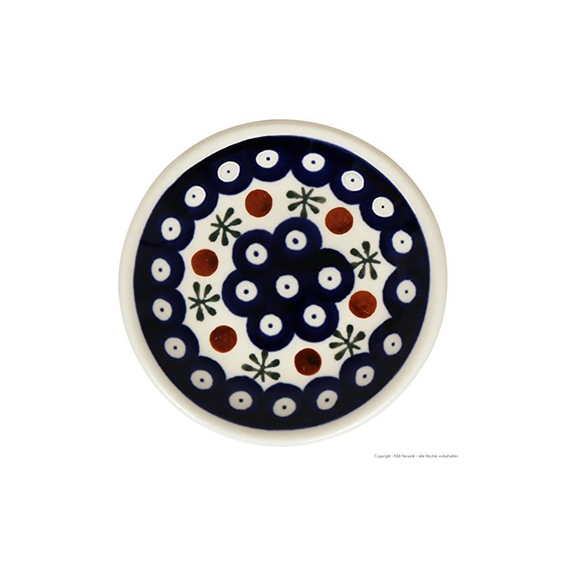 Small Original Bunzlauer Ceramic Plate (Saucer) Diameter 11.6 cm Decor