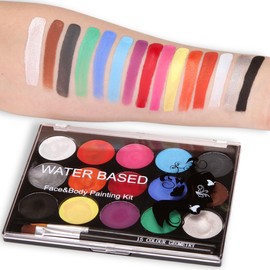ZEPIQOR Körperfarben 15 Farben Waschbar,Sichere Theaterschminke Set,Face Paint,Gesichtsfarbe Bodypainting für Karneval,Babybauch Bemalen,Party-Makeup