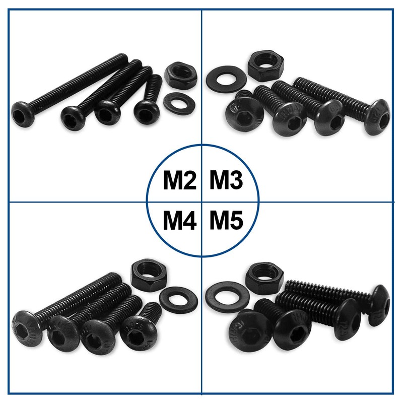 NINDEJIN 1060pcs 12.9 Grade Carbon Steel M2 M3 M4 M5