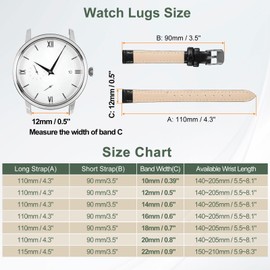 sourcing map Leather Watch Bands for Men and Women, 12mm Quick Release Watch Strap Replacement, Flat Thin Elegant Leather Strap with Tools, Black