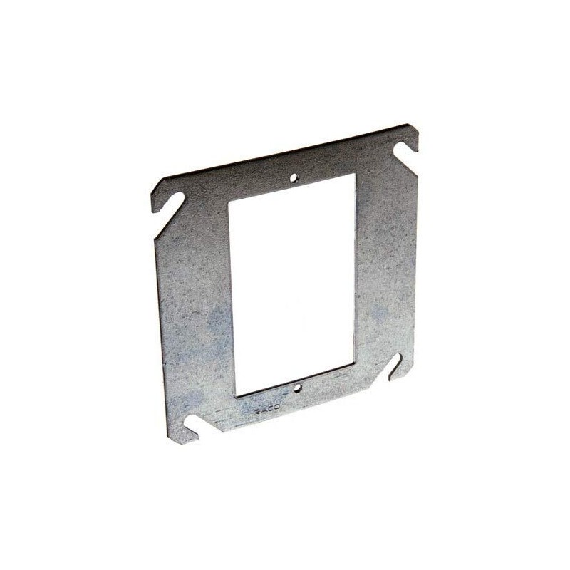 Hubbell-Raco 787 4" Square Cover, 1-Device, Mud Ring, Flat, Drawn,