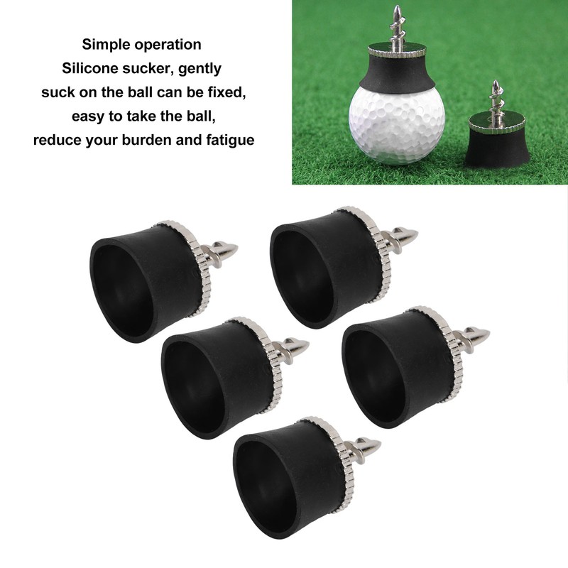 5 PCS Golf Ball Suction Cup Silicone Zinc Alloy Golf
