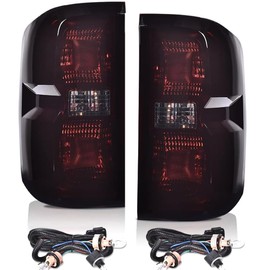 G-PLUS Tail Lights Assembly w/Wiring Harness Fit 2016 2017 2018 2019 Chevy Silverado 1500 2500 HD/GMC Sierra 3500 HD Rear Brake Lamps, Smoke Lens Luces Traseras GM2800261 GM2801261
