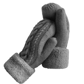 Women's Winter Gloves Warm Lining - Cozy Wool Knit Thick Gloves Mittens in 11 color(dark gray)