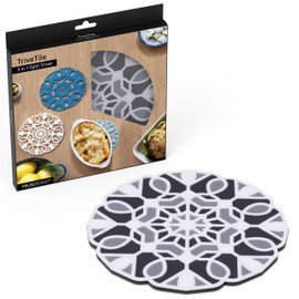 Peleg Design TriveTile Trivet Set – for Hot Pots and Pans - Fun and Decorative – Non-Slip Heat-Resistant Kitchen Trivets - Split into 3 Trivets, Holds 3 Dishes Simultaneously - 7x7 inches (Charcoal)