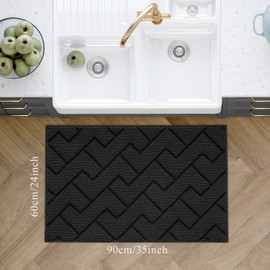 hicorfe Kitchen Rugs and Mats Sets,Super Absorbent Polypropylene Non-Slip Rug,Soft Comfort Floor Mat,Machine Wash for Kitchen,Hallway,Office,Sink,Laundry(24" x 35",Charcoal)