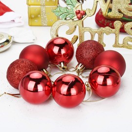 amaletPlay Christmas Ornament 24 Pcs Ball Ball Xmas Decoration Arrangement Decoration 60mm Red (6cm, Red)