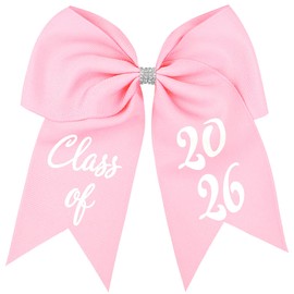 Class of 2026 Graduation Bow - Pink Sparkling Graduation Cap Topper Bow, 2026 Grad Cap Decoration, Hair Accessory for Graduates