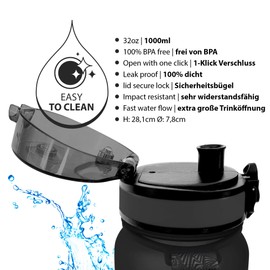 Coolrhino Water Bottle 350 Ml, 650 Ml, 1 L, 1.5 L for Sports, Outdoors, School, Fitness & Children - Leak-Proof and BPA Free Water Bottle for Bicycle, black, 350ml