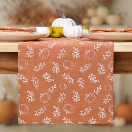 PurpleEssences - Camino de mesa de otoño de 13 x 72 pulgadas, decoración de temporada de hojas de otoño para cocina y mesa de comedor, 100% algodón, centro de mesa para Acción de Gracias, hogar o