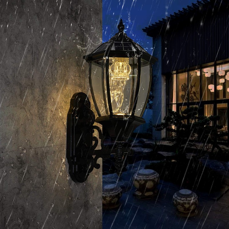 Lovefindahome Solar Wall Lamp with Light Sensor,Waterproof Wall Light Outdoor