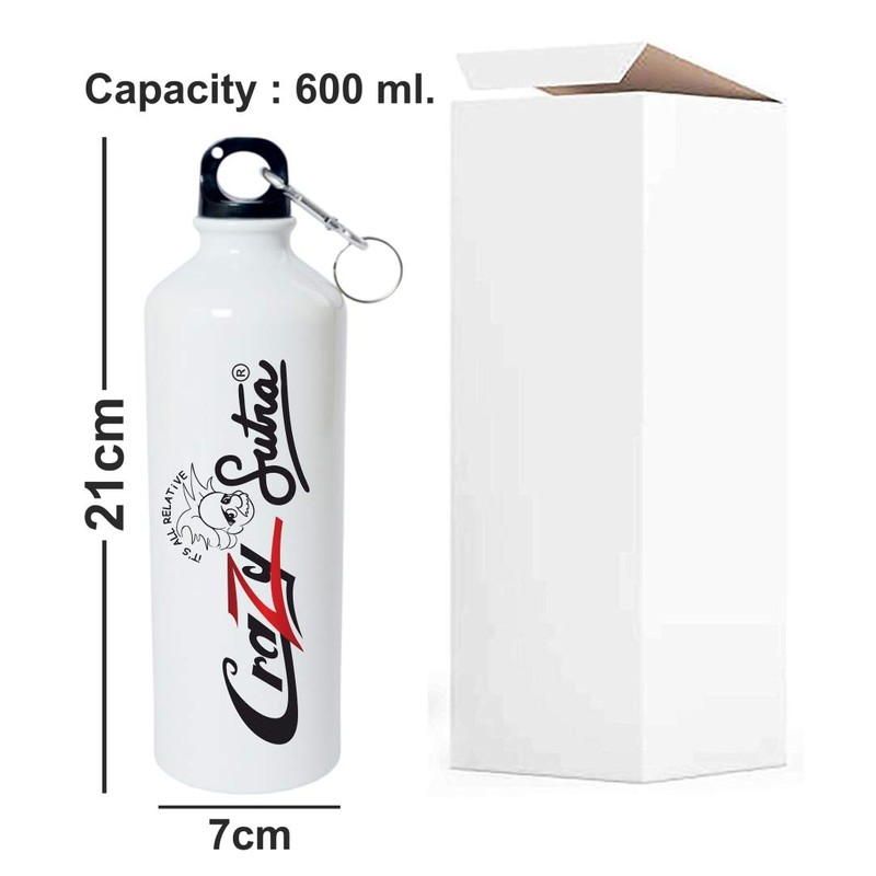 Crazy Sutra Classic Printed Quote Water Bottle/Sipper White - 600Ml