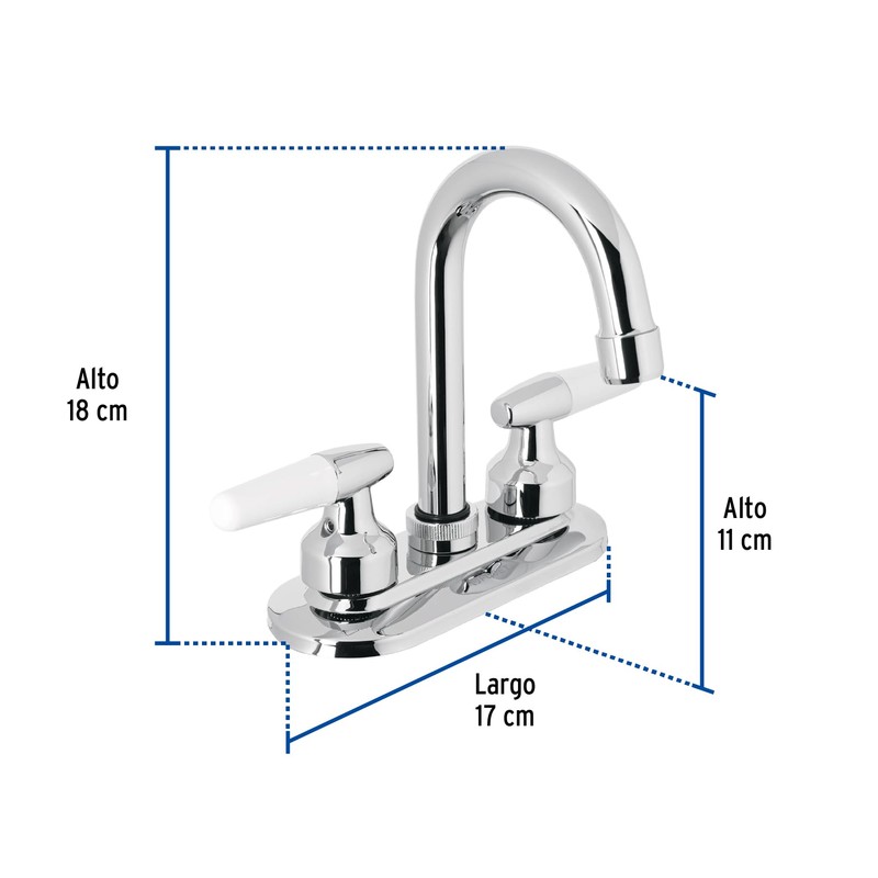Foset Basic M-060I, Mezcladora para lavabo, manerales cono, cuello bar,