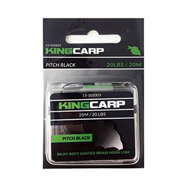 KINGCARP - 20m Spool of Coated HookLink Braid (20lb Breaking Strain Line) Abrasion Restistant Anti Tangle Removeable Skin - For Making Fishing Hook Link Rigs (Pitch Black) [13-102003]