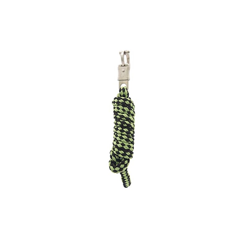 Pfiff 101933 Lead Rope, Braided, Panic Hook, Black/Green, Length 210