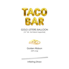 PartyForever TACO BAR Balloons Banner Gold Party Decorations Sign