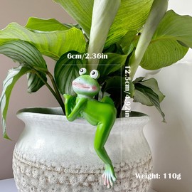JARPSIRY Cute Climbing Frog Figurines Flower Pot Hugger Resin Hanging Frog Sculpture Outdoor Statue Plant Pot Decorations for Home Garden Fence Balcony Patio Lawn Yard Ornaments (Right)