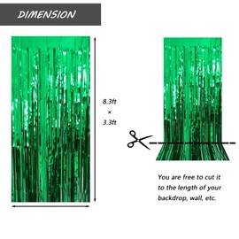 Green Foil Fringe Curtain 3.3×8.3FT 6 Packs, Metallic Tinsel Curtains Party Streamers for Birthday Graduation Baby Shower Decoration (6pcs,3.3FT×8.3FT, Green)