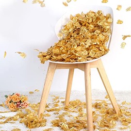 Flor de simulación, pétalos de Rosa de Tela no Tejida, flor Artificial, decoración de pétalos de Rosa Falsos for una noche romántica, día de San Valentín, Mesa de Fiesta de Boda(Gold)