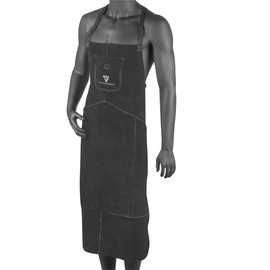 STAHLWERK Welding Apron | Protective Apron | Leather Apron | Forging Apron | Work Apron | Workshop Apron | Welding Apron Made of High-Quality Split Leather for Welding and Plasma Cutting, black