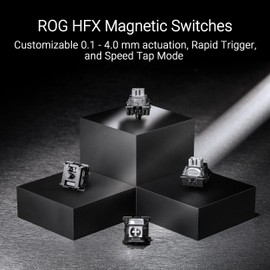 ROG Falchion Ace HFX 65% gaming keyboard with ROG HFX magnetic switches, rapid trigger toggle, 8000 Hz polling rate, three-layer dampening foam, silicone gasket mount, touch panel and protective cover