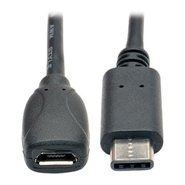 TRIPP LITE 6" USB 2.0 Hi-Speed Adapter Cable USB Type-C to USB Micro-B M/F U040-06N-MIC-F,Black