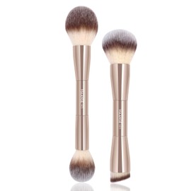 MAANGE Foundation Makeup Brushes, 2Pcs Double Ended Makeup Brush for Blending Liquid Powder Concealer Cream Blush Buffe (Gold)