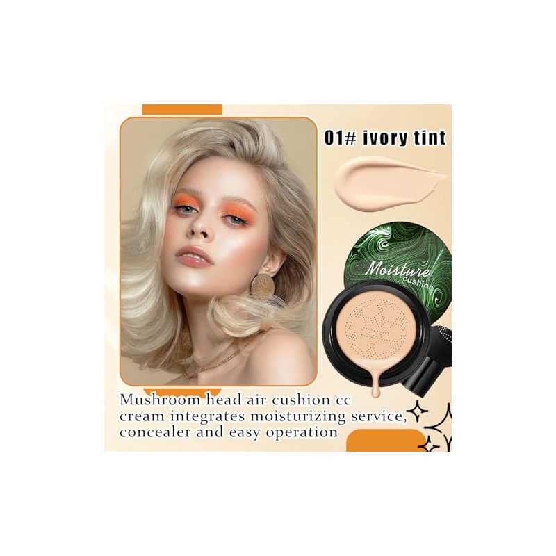 Base Maquillaje Cojín Aire Mushroom Head Cream Líquida Hidratante Corrector