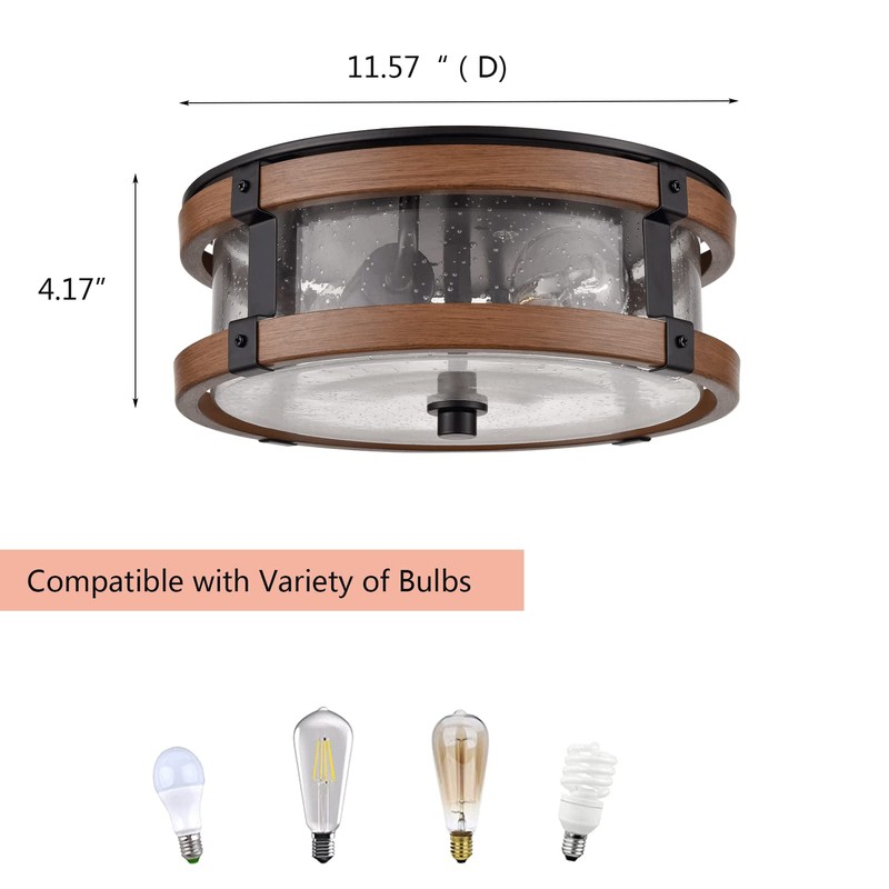 DEYNITE Farmhouse Ceiling Light Fixture 2-Light Hallway Ceiling Light in