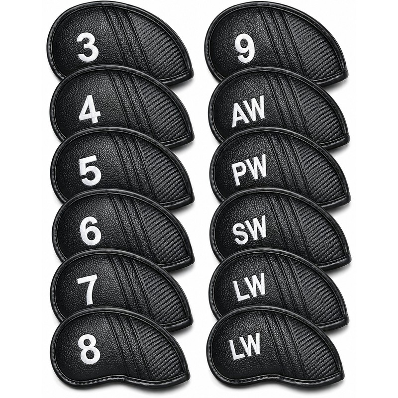 Golf Iron Head Covers Numbers Synthetic Leather Headcover Deluxe Value