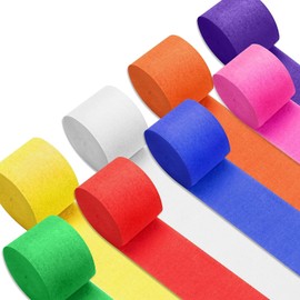 8 rolls of crepe paper streamers, 656-foot Value Pack Colorful Party streamers in 8 rainbow colors - each roll is 82 feet long and 4.5 cm wide - perfect for parties, birthdays, weddings and other celebrations
