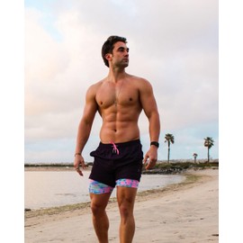 maamgic Mens 5 Inch Stretch Swimming Shorts Compression Liner Swim Trunks Quick Dry Bathing Suits Board Shorts Beach Shorts Swim Suits Midnight Purple X-Large