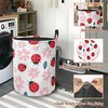 Cute Ladybug Laundry Hamper,Pink Flower Collapsible Laundry Basket with Handles