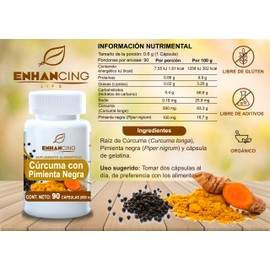 CÚRCUMA CON PIMIENTA NEGRA PARA MÁXIMA ABSORCIÓN | 90 CÁPSULAS DE 600 mg
