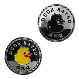 2Pcs Duck Rated Metal Car Badge Stickers for Jeep Wrangler,Round Auto Car Emblem Sticker 3D,4 x 4 Decals,Metal Automotive Car Badge, Decorative Sticker for Motorcycle Vehicles Bumpers Trucks Stickers