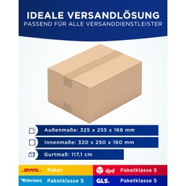 Folding Boxes 320 x 250 x 160 mm Pack of 100 | Corrugated Cardboard Boxes | Ideal for Shipping Goods