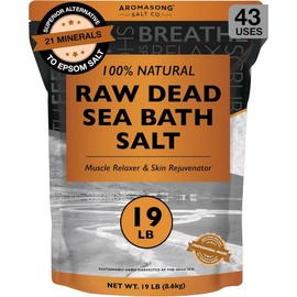 Aromasong Raw Dead Sea Bath Salts - Contains More Minerals with Minimal Cleaning Mud 100% Pure and Natural 19 Pound Soak Bulk Resealable Pack, 304 Ounce (Pack of / 아로마송 생 사해 목욕 소금 - 최소 세척 진흙을 포함한 더 많은 미네랄 함유 100% 순수 및 천연 19파운드 담급니다 대량 재밀봉 가능한 팩, 304 Ounce (Pack of