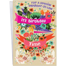 Chuck's Card-O-Rama - Daughter-in-Law Birthday Card - Made in USA - Extra Thick Paper - Large Card Opens to 10" x 7.75" - 88120 - Beautiful Floral