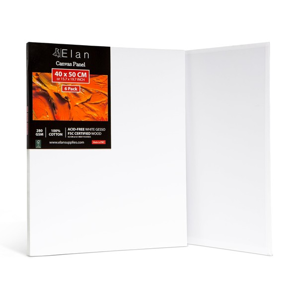 Elan Elan Cotton Canvas Panels 16x20, 6-Pack Canvas Boards for