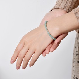 Candyfancy Gemstone Bracelet with 4 mm Silver 925 Pearls Genuine Natural Stone Bracelet Women's Natural Real Chakra Stones Bead Bracelet Length 18 cm