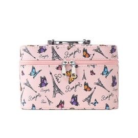 Nollia Paris Bonjour Butterfly Travel Makeup Bag – Large Capacity Portable Cosmetic Organizer, Toiletry Storage Case for Women