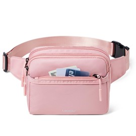 LATMAP 3L Bum Bag Women's Crossbody Bag Women's Nylon Sports Small Shoulder Bag Women's Outdoor Shoulder Bag Women's Waterproof for Travel Festival Camping, pink