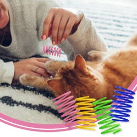 LAMXD 20 Pcs Cat Spring Toys Colorful Spring Cat Toy BPA-free Plastic Coil Spiral Springs Pet Interactive Toys for Cat Kitten Pets Novelty Gift